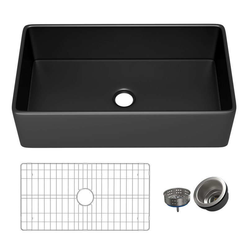 36"L x 20"W Fireclay Extra Large Apron Front Farmhouse Sink for Kitchen, Single Bowl White Farm Sink, Included 2 Custom Accessories