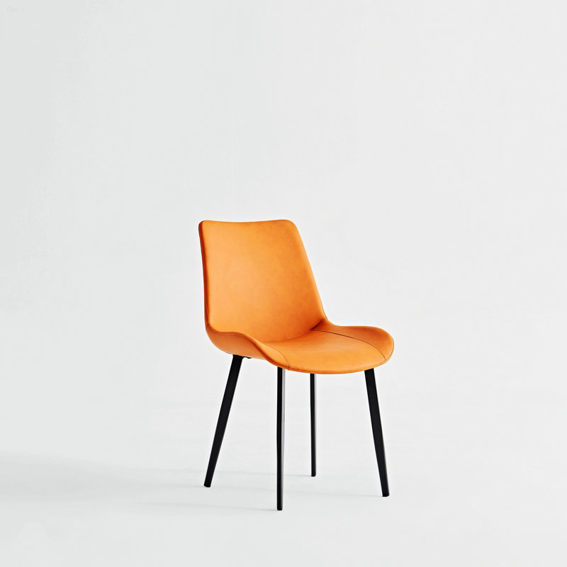 Deux chaises pour l'intérieur, chaises de salle à manger avec pieds en fer, Orange