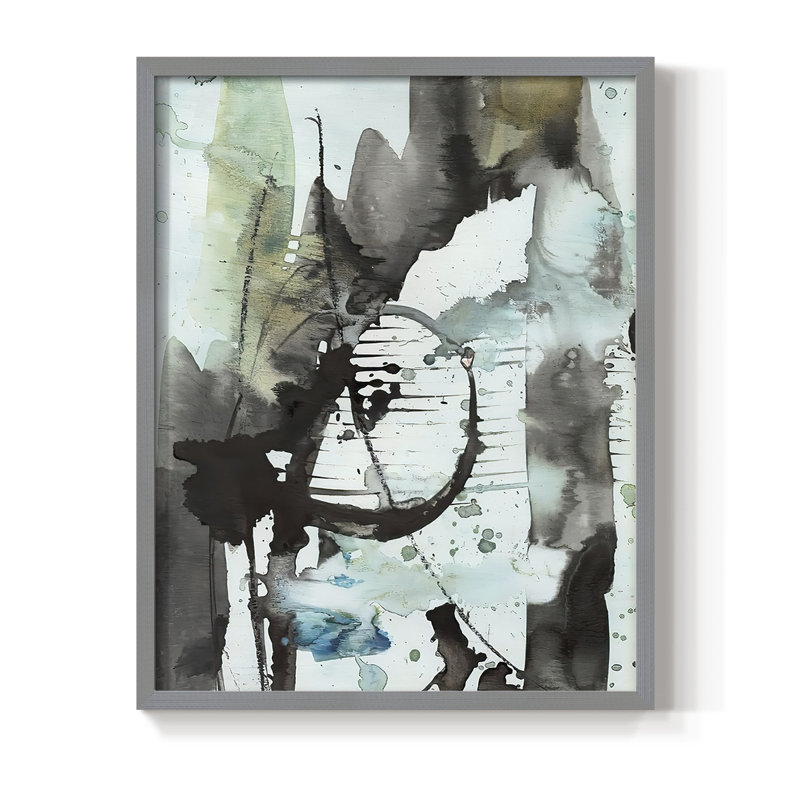 «Lyrical Abstract II», reproduction encadrée - bois massif, Gris, H 10 po x l 8 po