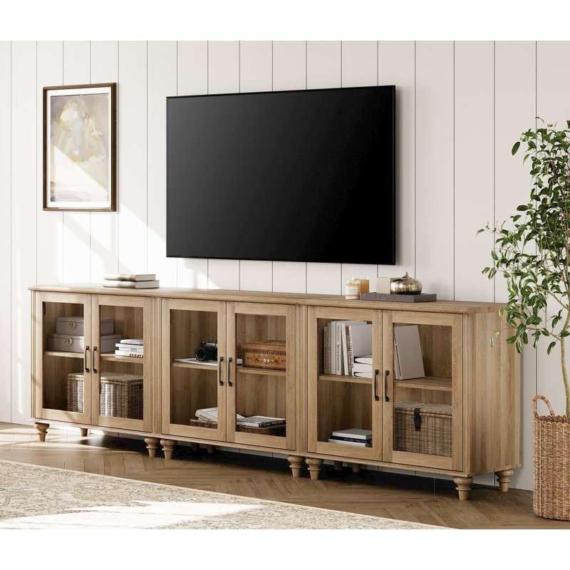 Scarlett Sideboard Cabinet With 6 Glass Doors, Buffet Cabinet With Adjustable Shelf, Oak