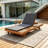 Foldable Acacia Wood Lounge Chaise With Adjustable Backrest-434397969