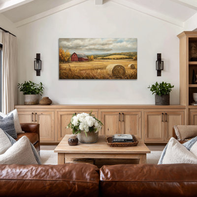 Grandes photos d'automne, reproduction d'art sur toile, paysage d'automne rustique, estampes rustiques d'automne pour salon, peintures d'automne sur toile pour cadre mural, 24 po x 48 po