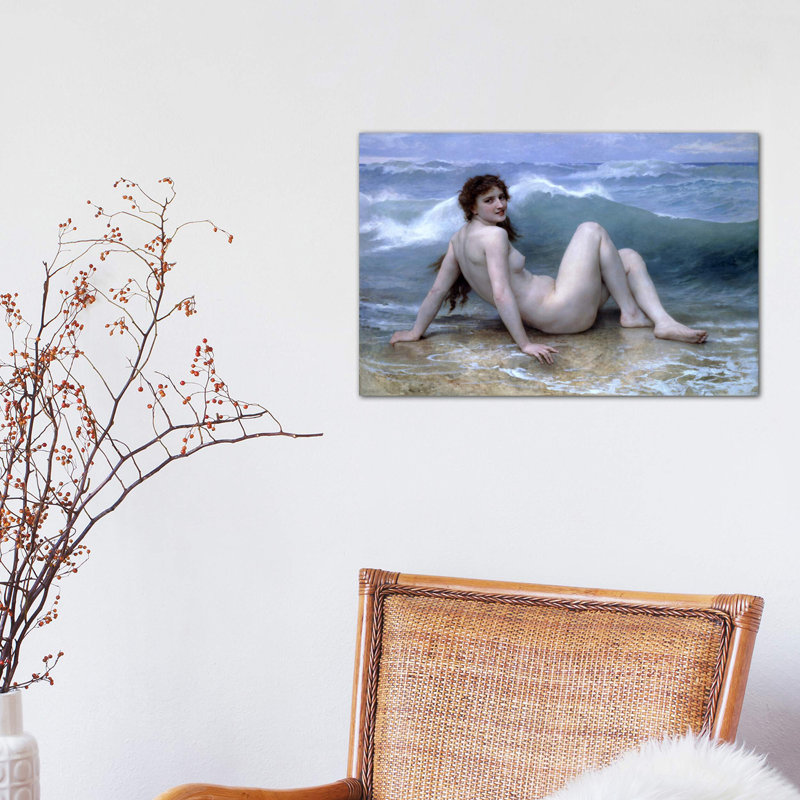 The Wave (La Vague) by William-Adolphe Bouguereau - Painting on Canvas, No Frame, 66.04 cm H x 45.72 cm W x 1.91 cm D