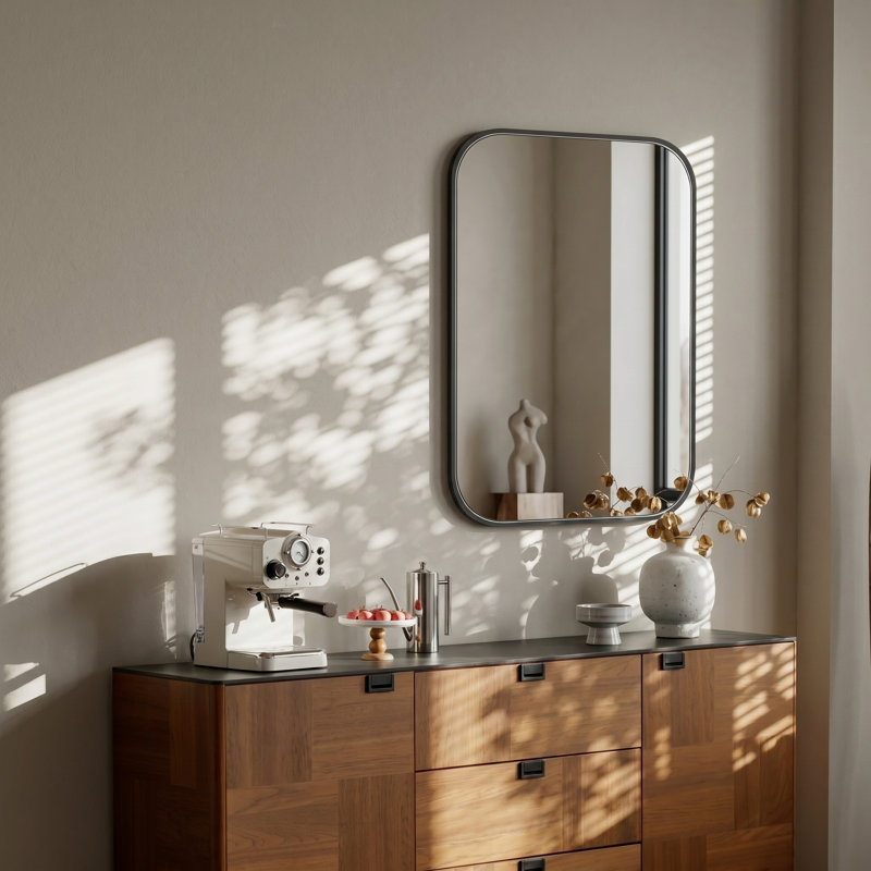 Modern Black Framed Bathroom Mirror, Wall-Mounted Vanity Mirror with Shatter-Resistant Glass, Multiple Sizes, 28" x 18"