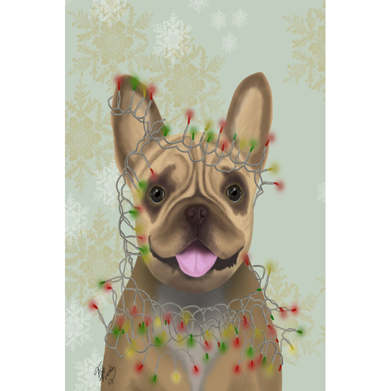 French Bulldog, Christmas Lights 1 by Fab Funky - Wrapped Canvas Print, 122cm H x 81cm W