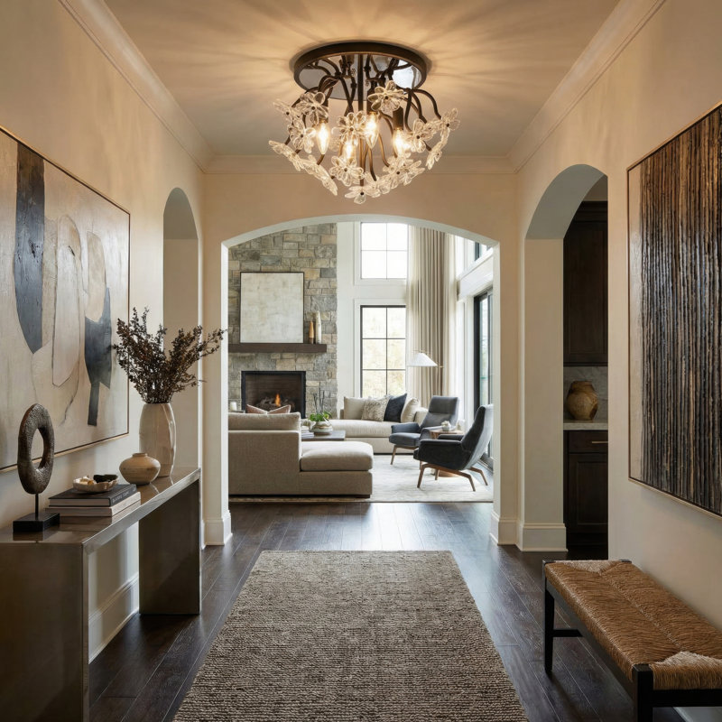 Wildflower 4-Light Semi-Flush Ceiling Light - Matte Black, Matte Black