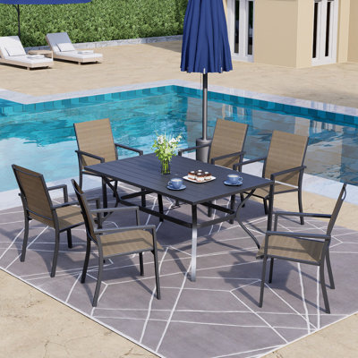 6 - Person Rectangular Steel Outdoor Dining Set