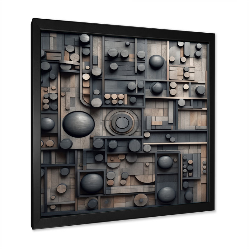 Cubic Geometric Dreams II sur impression sur toile, H 30 po x l 30 po x P 1 po, Cadre simple noir