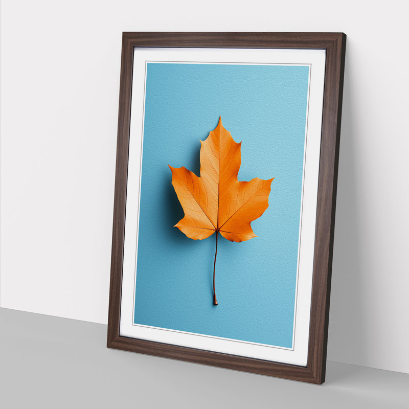 Leaf Minimalism Art - Framed Print, Walnut Framed, 64cm H x 46cm W x 2cm D