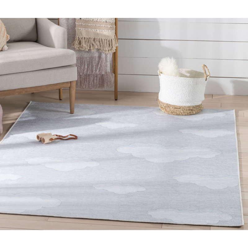 Tapis bleu clair Kehr Kids Rugs Cloud 9, Rectangle 5 pi x 7 pi, Grey 