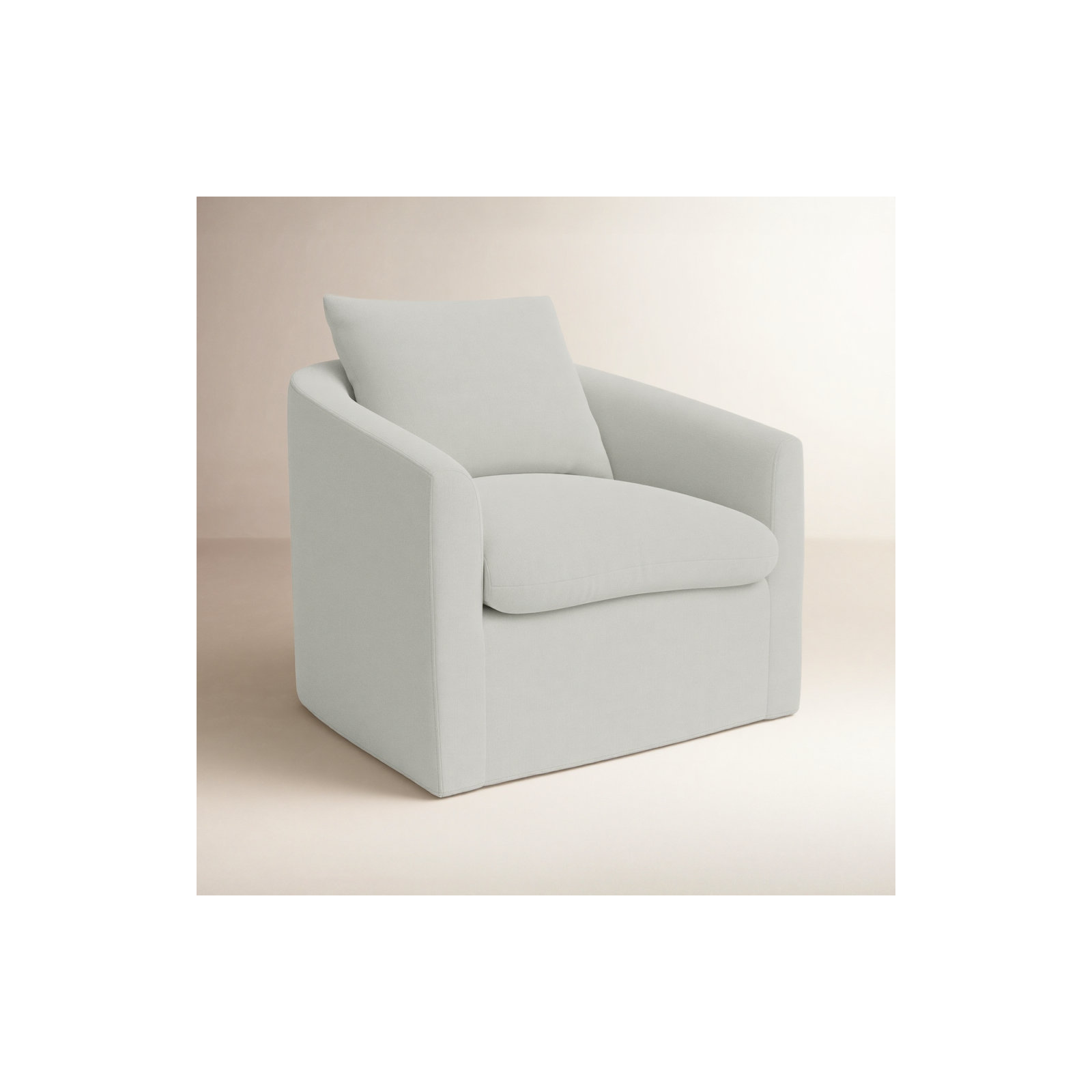 Menta Upholstered Swivel Barrel Chair, Flanigan Cotton