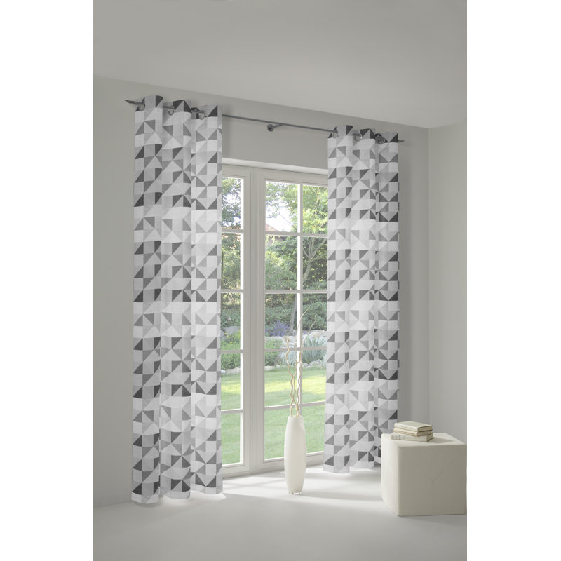 Gareth Room Darkening Curtain Single Panel, Dark grey/Grey, 132cm Width x 145cm Drop