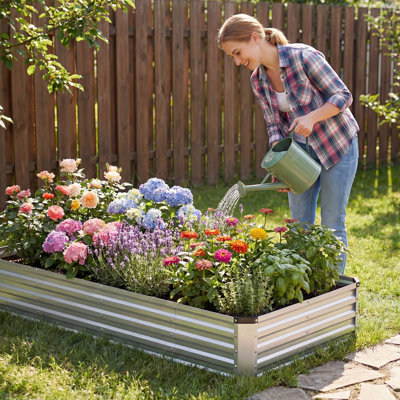 Lit de jardin surélevé en métal antirouille pour le jardinage, les légumes, les fleurs et les herbes