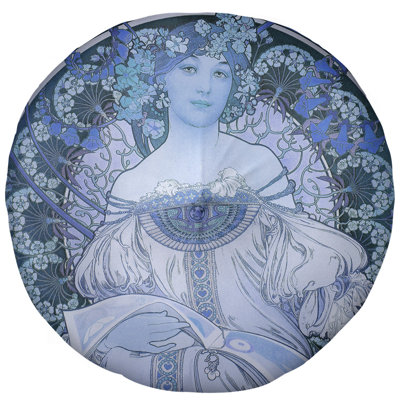 Coussin de plancher lisant alphonse mucha bougon