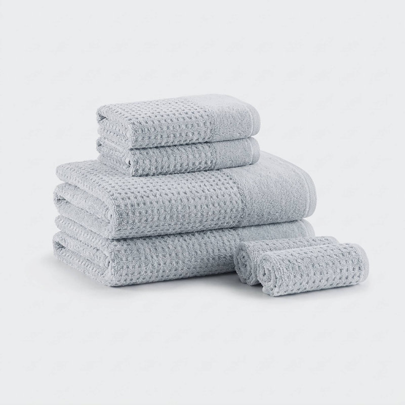 Ensemble 6 serviettes de bain en coton jacquard Spa, Bleu
