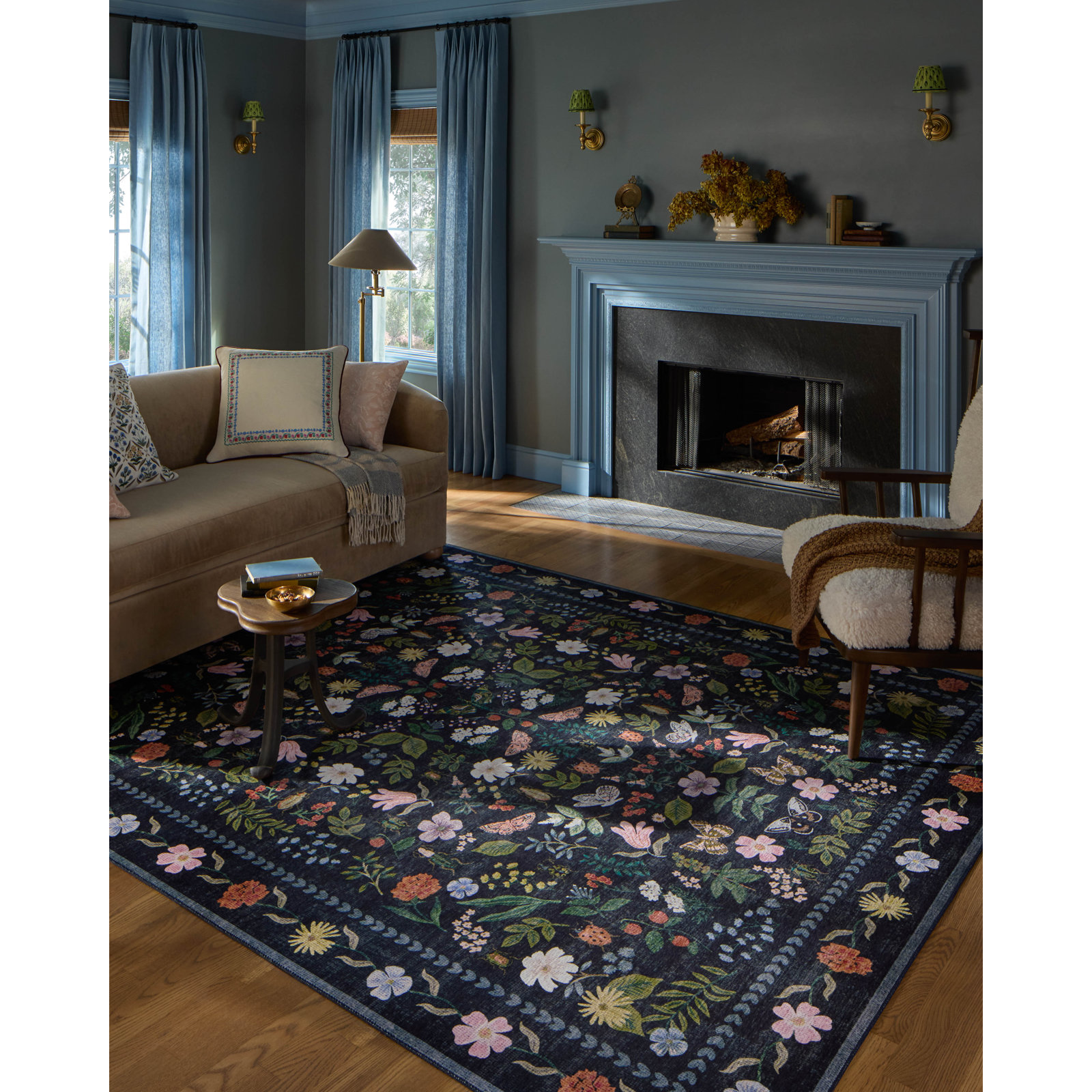 Canopy Black Area Rug, Rectangle 7'6" x 9'6"