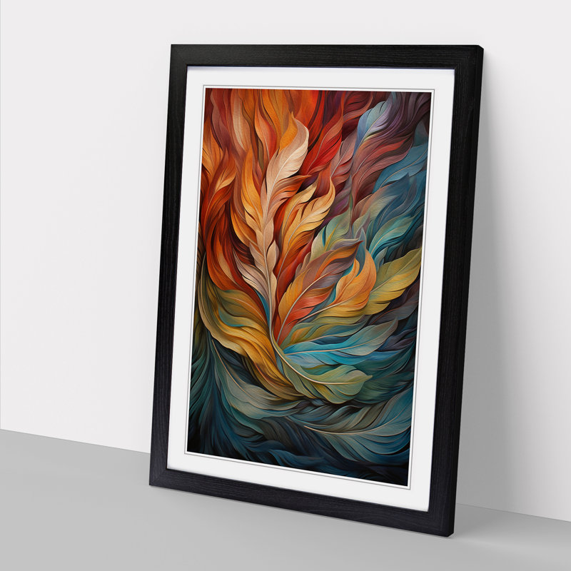 Feather Orphism No.2 - Single Picture Frame Print on Wood, Black, 64cm H x 46cm W x 2cm D