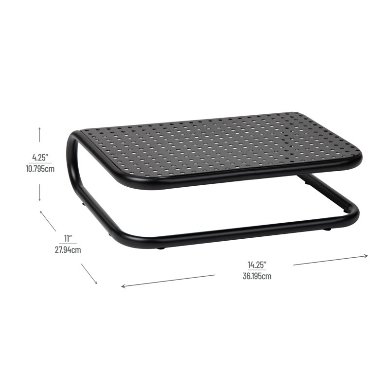 Mind Reader Monitor Stand, Ventilated Laptop Riser, Desktop Organizer, Metal, 14.25"L x 11"W x 4.25"H, 2-Pack, Black