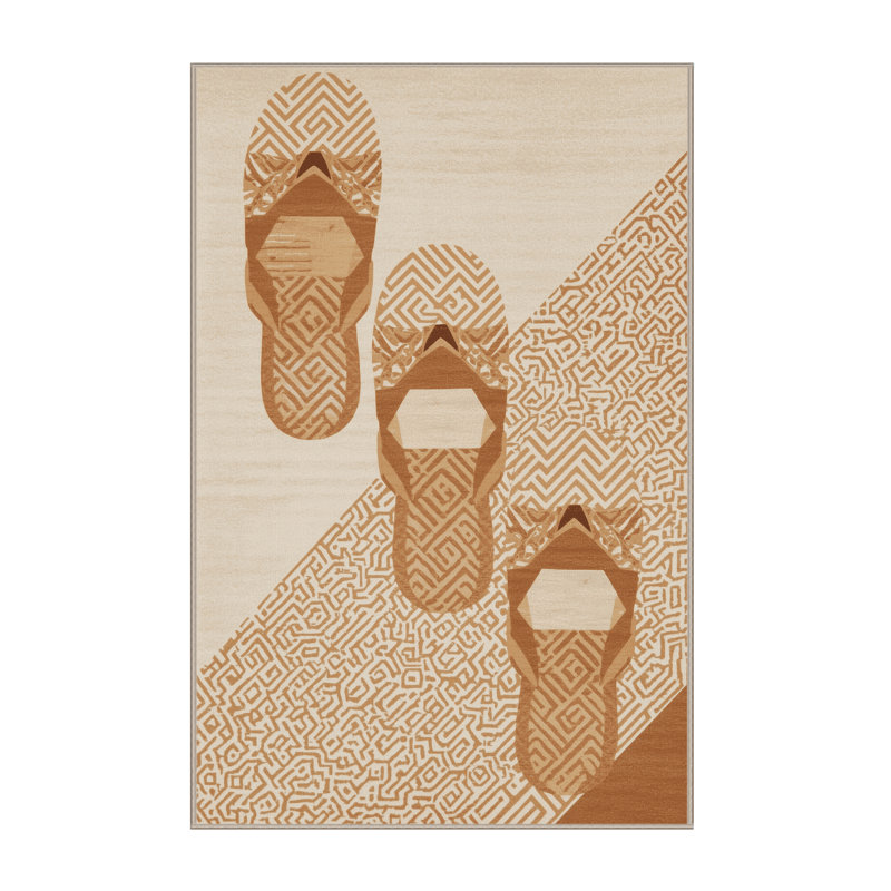 Tapis décontracté à motif géométrique doux en peluche beige, 3 X 5