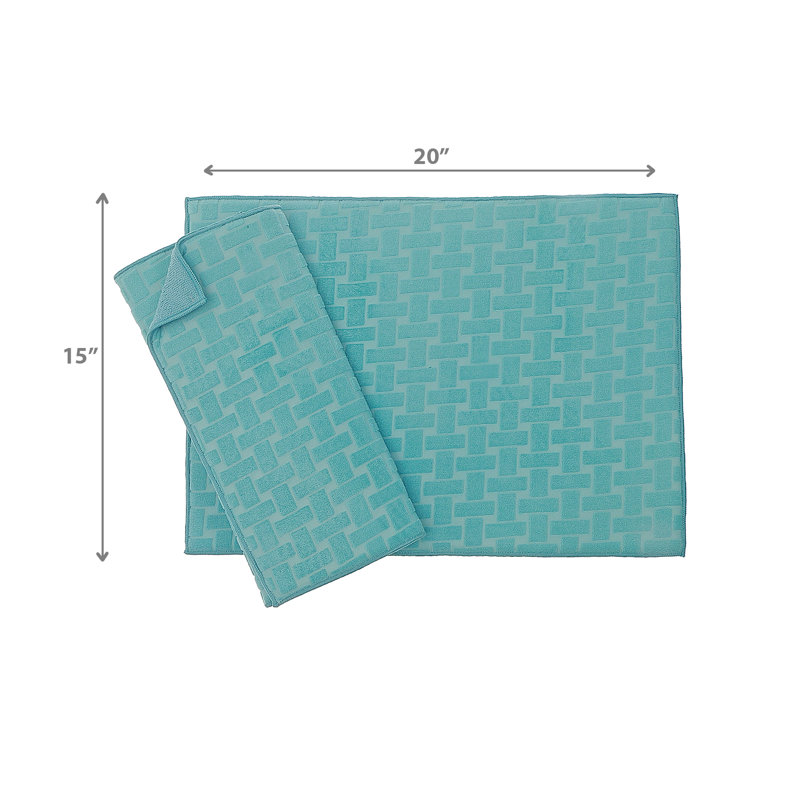 Tapis de vaisselle en microfibre 2 pièces, Bleu