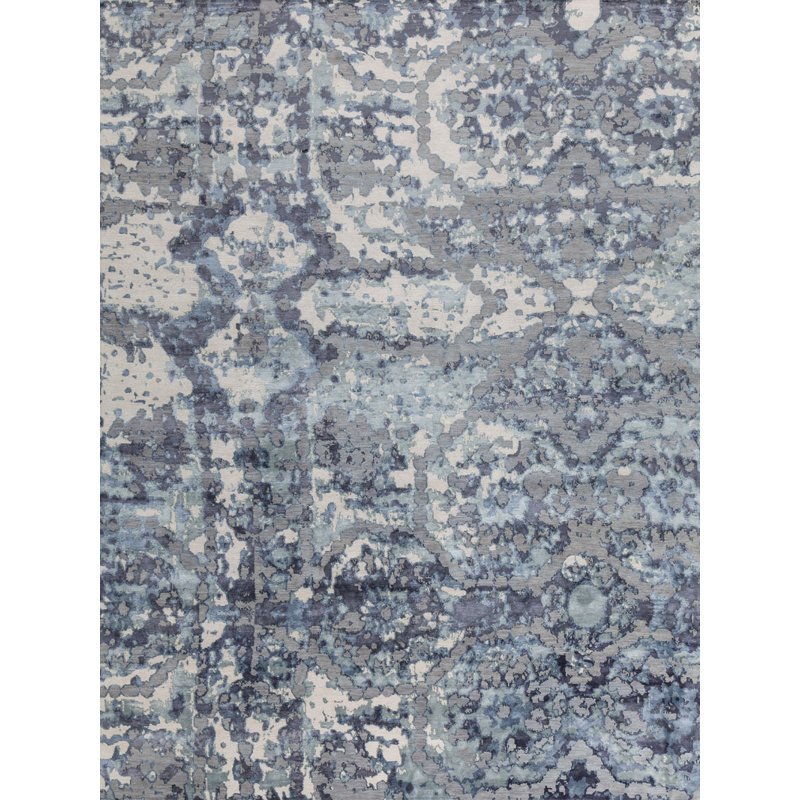 Denali Abstract Area Rug in Ivory/Indigo, Rectangle 10' x 14'