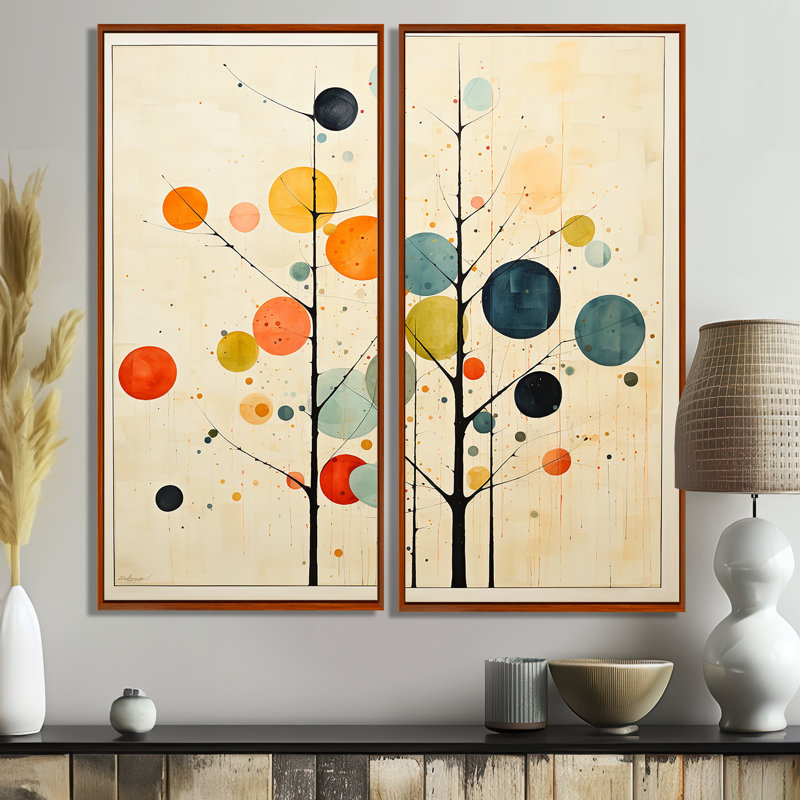 Chef-d'œuvre minimaliste beige Mid Century - décoration murale moderne, H 20 po x l 24 po, Impression encadrée flottante