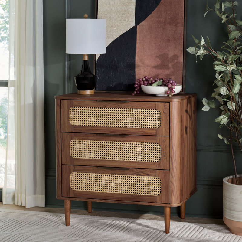 Commode 3 tiroirs Brey, Noyer