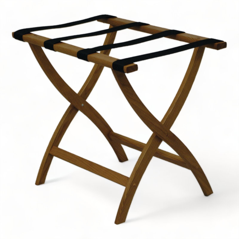 Porte-bagages pliable en bois, Chêne moyen, Noir