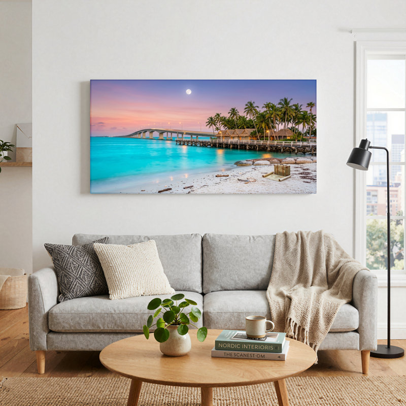 Ensemble de 1 tableau sur toile « Coucher de soleil tropical », 32“W x 16”H, Wrapped Canvas