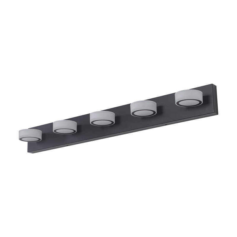 Luminaire de salle de bain 37 po à 5 lumières DEL moderne 37 po, noir élégant pour miroir, douche et décor de salle de bain