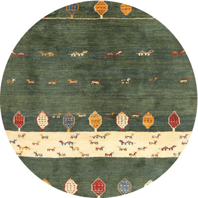 Tapis abstrait vert / beige Tora