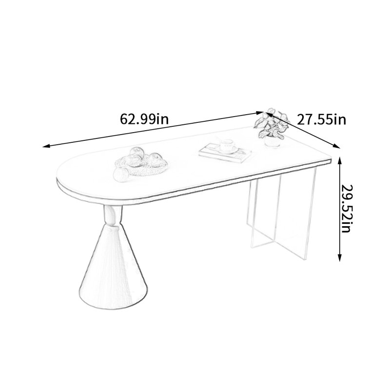 Table de salle à manger Novel, H 29,52 po x L 62,99 po x l 27,55 po
