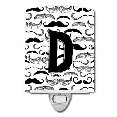 Moustache Initial Ceramic Night Light