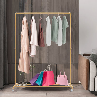47'' Metal Rolling Clothing Rack with Wheels
