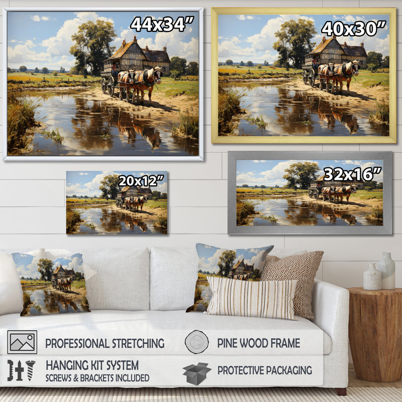 «The Hay Wainjohn Constables I», reproduction sur toile, Encadrement doré, H 16 po x l 32 po x P 1 po