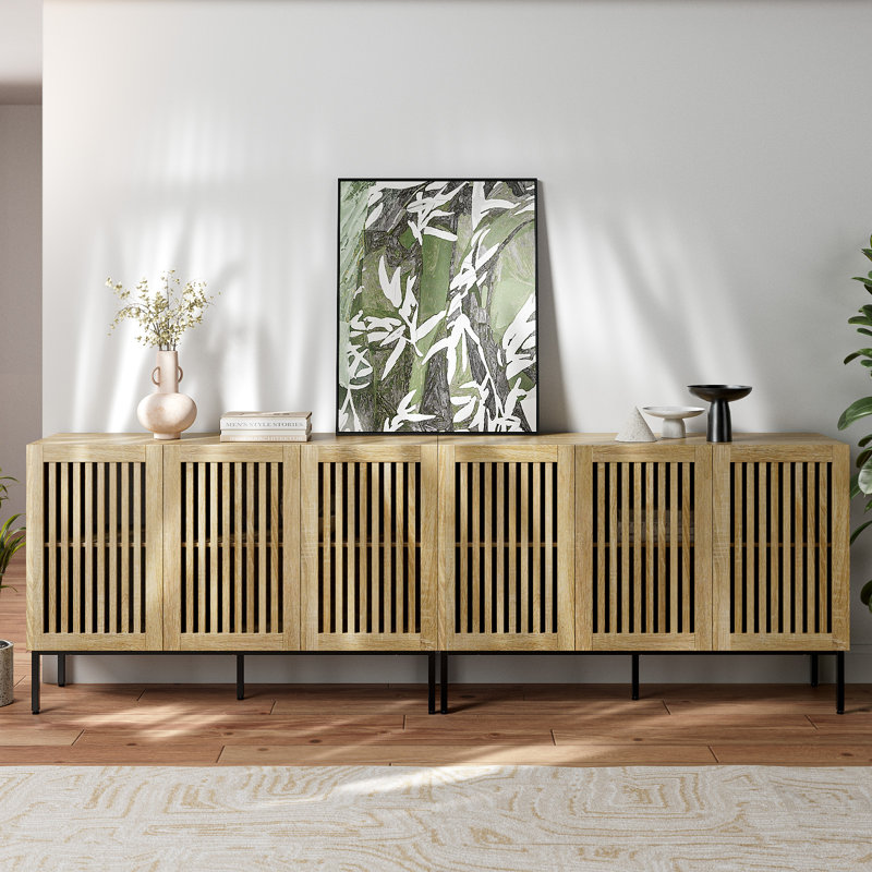 Oak 3-Door Modern Sideboard Buffet Cabinet with Adjustable Shelf