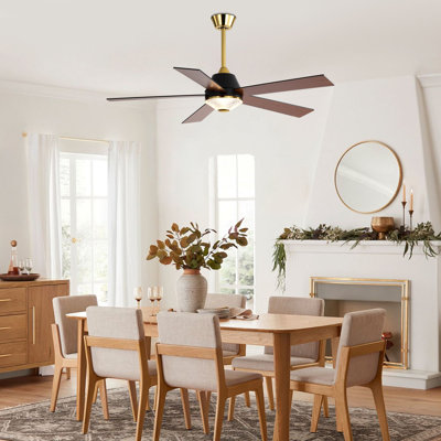 52" Industrial Classic Modern Ceiling Fan, Quiet DC Motor 6 Speed w/ Remote Control for Living Room