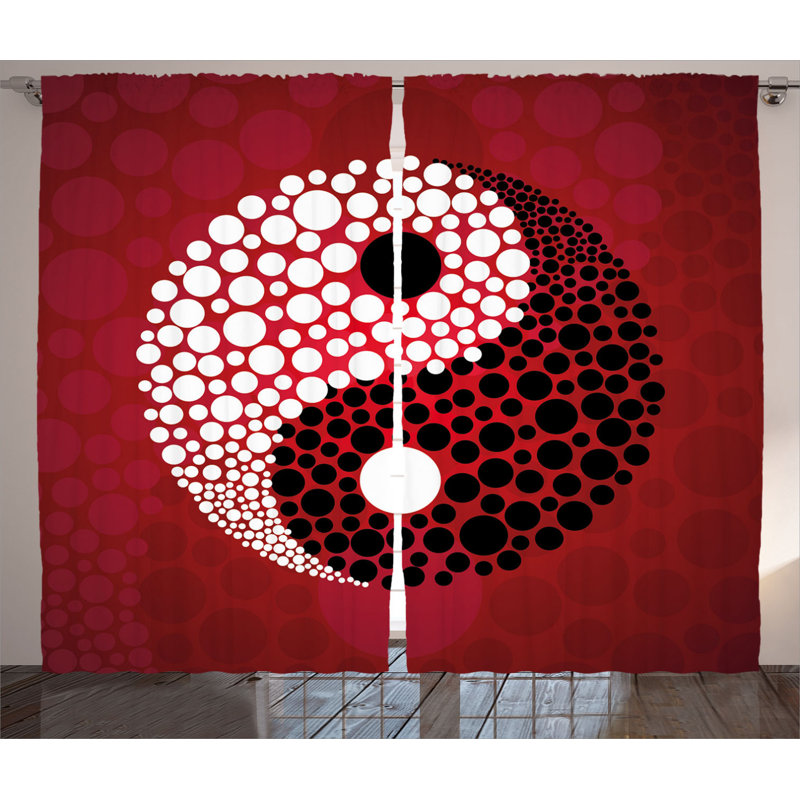 Semi Sheer Curtain Pair, 54" x 108", Red