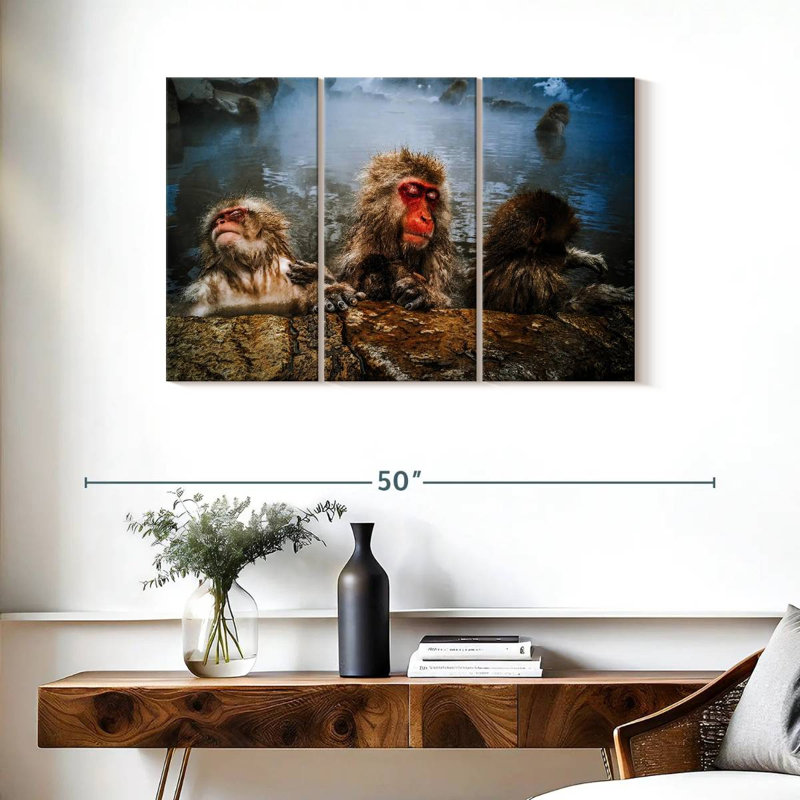 Brampt Japanese Macaque Monkeys, 24" H x 38" W