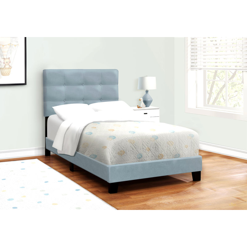 Lit, tapissier, chambre à coucher, cadre seulement, jeunesse, adolescent, juvénile, transitionnel, Twin, Bleu