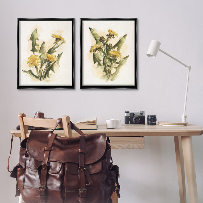 «Dandelion Watercolor Sketch», ensemble de 2 toiles flottantes encadrées par Ethan Harper, H 31 po x l 25 po
