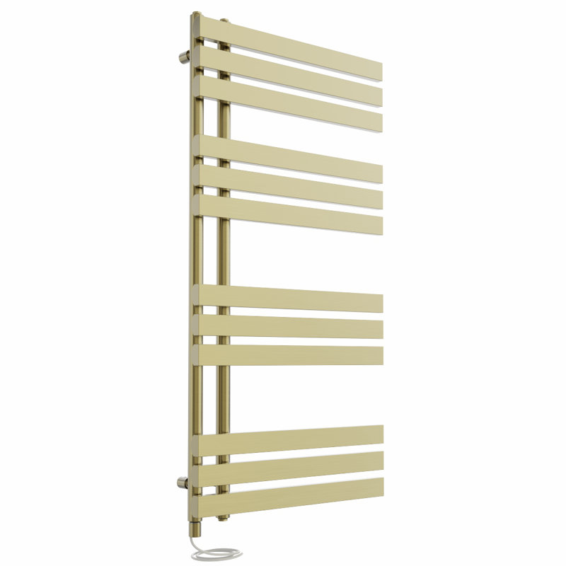 Carralero Designer Towel Rail Heated Towel Rails, 120cm H x 60cm W x 7.35cm D, Brushed Brass