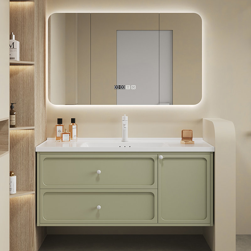 Armoire de salle de bain simple de style nordique., Gris