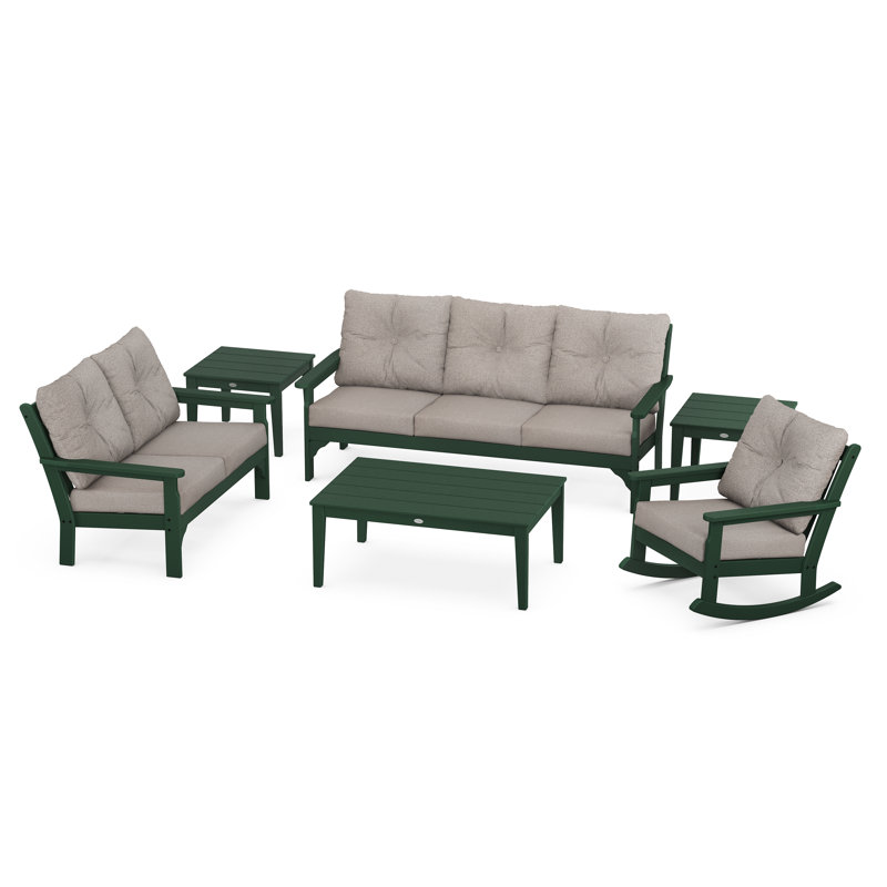 Vineyard 6-Piece Deep Seating Set, Cast Ash, Green