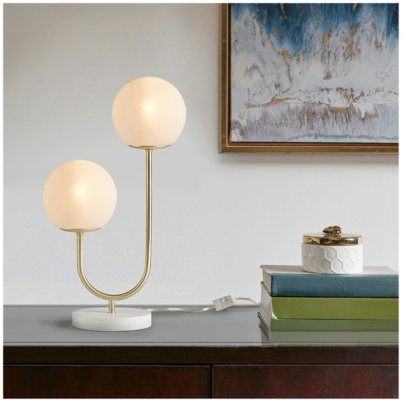 Metal 2-Light Globe Table Lamp
