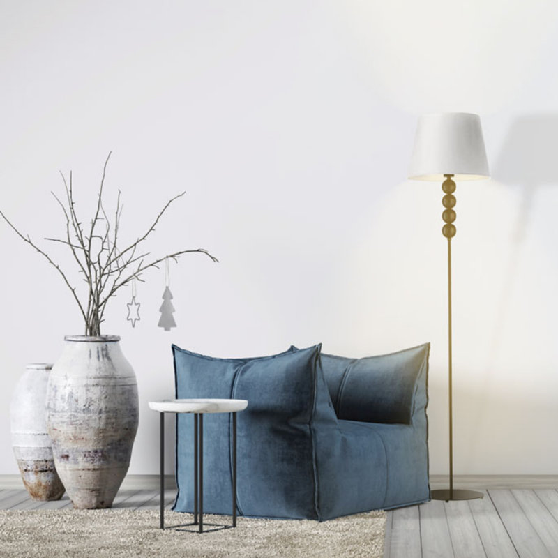 Sachso 174cm Traditional Floor Lamp, White, White