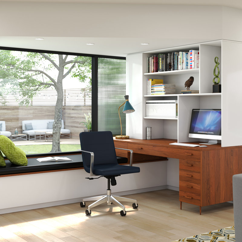 Chaise de bureau Sean, Vinyle bleu
