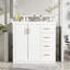 Meuble-lavabo de 36 pouces avec lavabo en céramique, glissière à tiroir lisse en bois massif, charnières, rangement spacieux, finition blanche, style moderne, cadre de rangement facile à assembler, planches, trois tiroirs, portes,-1702343899