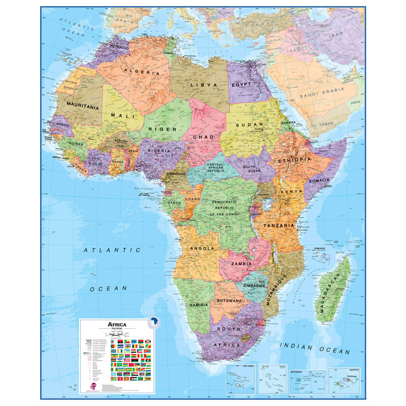 Huge Africa Wall Map Political - No Frame Print, 140cm H x 117cm W x 0.5cm D