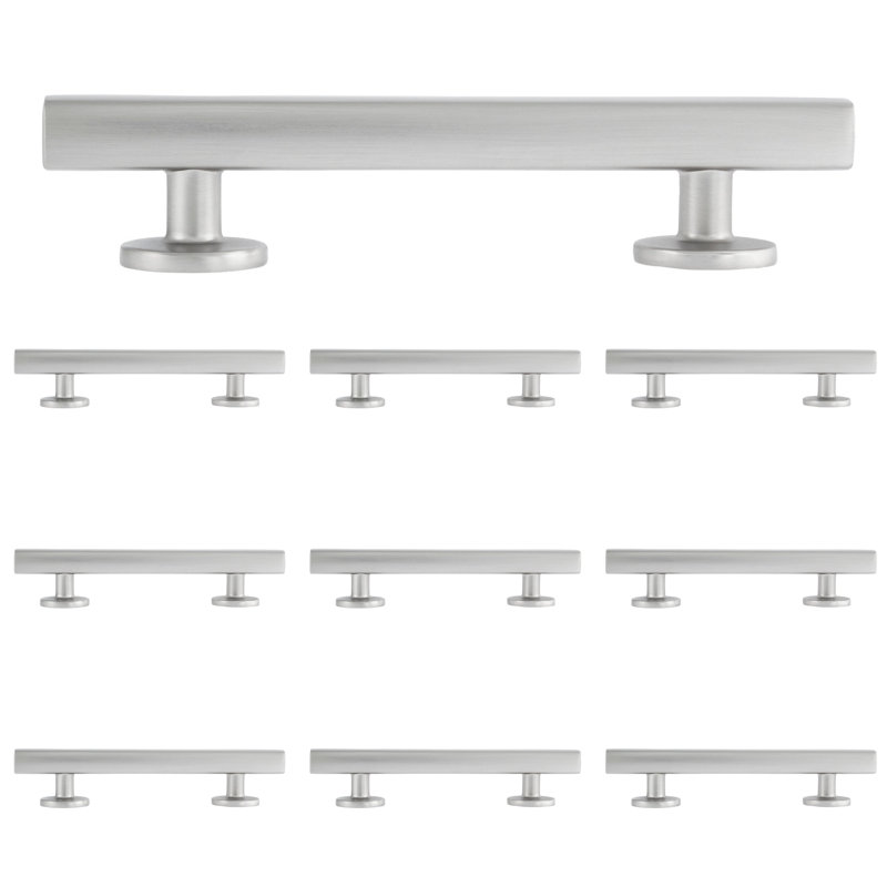 Flynn 3-1/2" Center to Center Satin Nickel Bar Drawer Pull Multipack, Satin Nickel, 3.5"